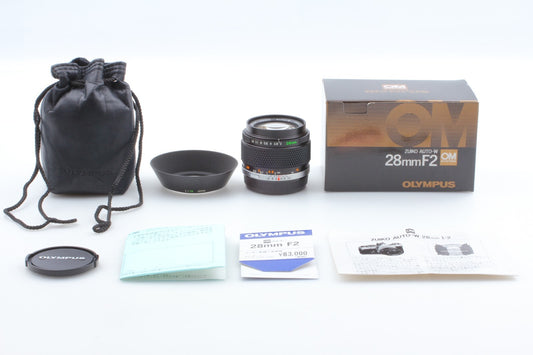 Late "Unused w/ Box" Olympus OM-System Zuiko Auto-W 28mm f/2 MF Lens From JAPAN