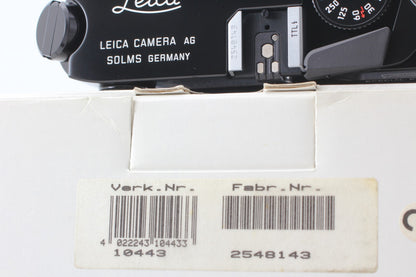 "UNUSED" Leica M6 TTL LHSA 0.72 Black Paint Special Edition Solms Germany 10443