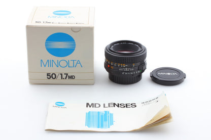 "Mint+++ w/ Box" MINOLTA New MD 50mm f/1.7 Standard MF Prime Lens MD Mount JAPAN