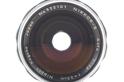 9 Blades "CLA’d Mint+++ w/ Box" Nikon Nikkor-S Auto 35mm f/2.8 Pat.Pend JAPAN