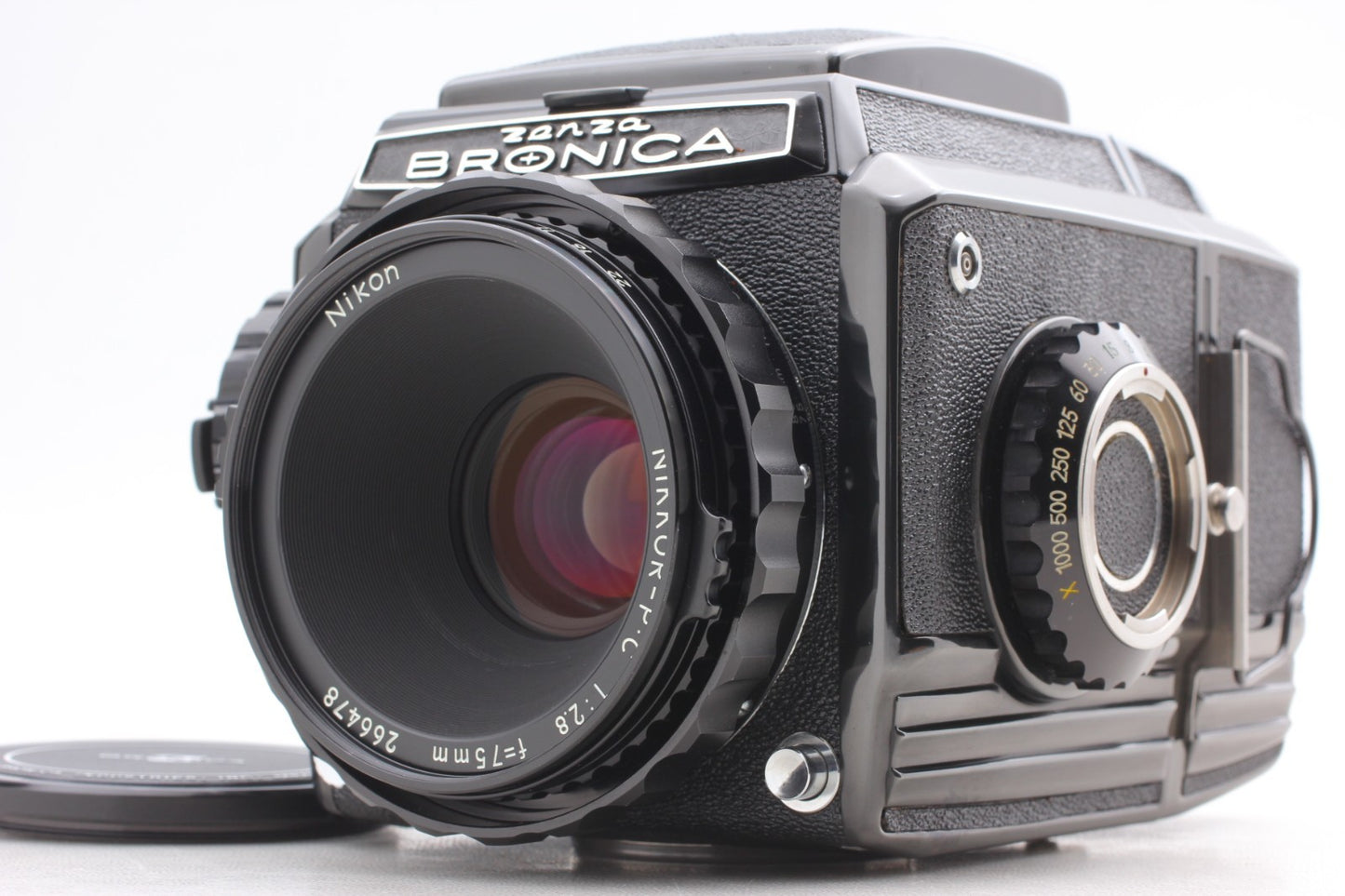 Late Model "TOP MINT+++" Zenza Bronica S2 Black Nikkor P.C 75mm f/2.8 Lens JAPAN