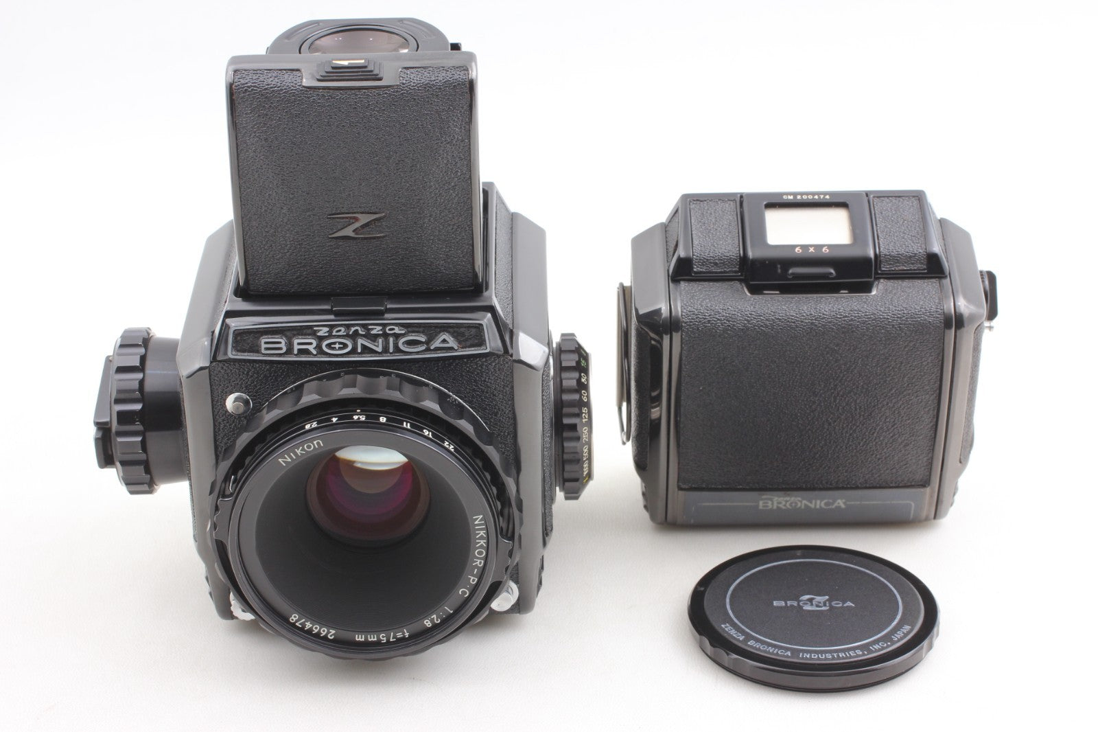 Late Model "TOP MINT+++" Zenza Bronica S2 Black Nikkor P.C 75mm f/2.8 Lens JAPAN