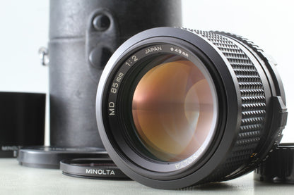 "Top Mint+++ w/ Hood" Minolta New MD 85mm F2 Portrait MF Lens From JAPAN