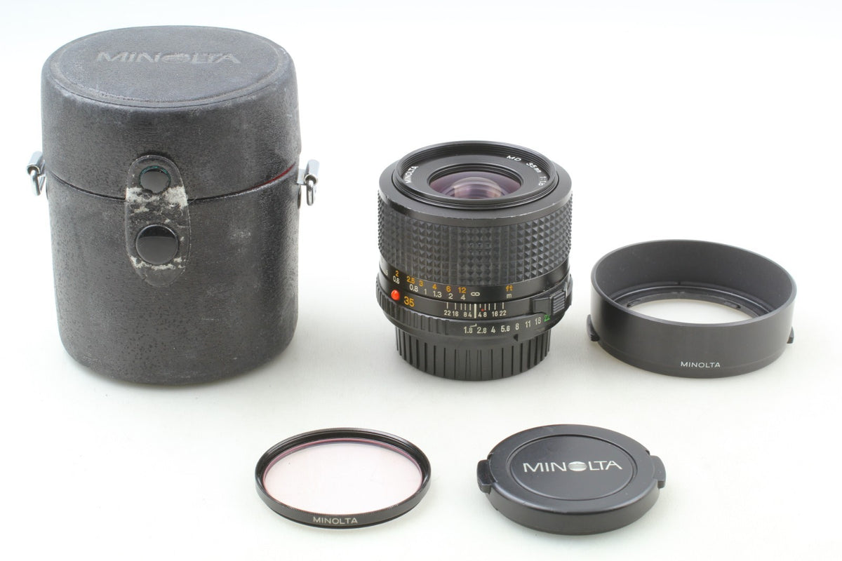 "Near Mint+++ w/ Hood Case" Minolta MD 35mm F1.8 Wide Angle MF Lens From JAPAN