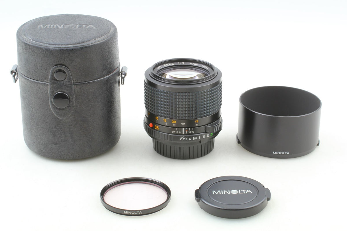 "Top Mint+++ w/ Hood" Minolta New MD 85mm F2 Portrait MF Lens From JAPAN